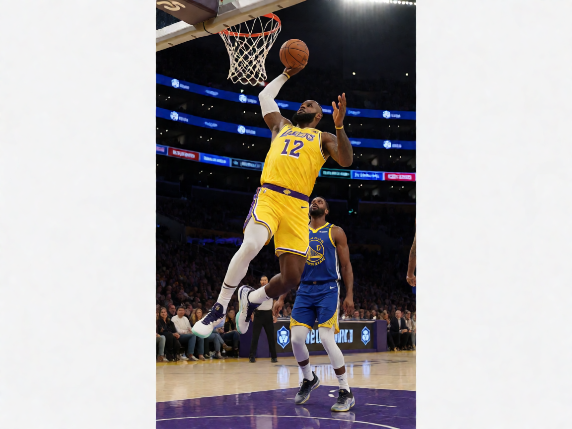 NBA湖人队主场激战勇士队的比赛现场